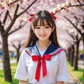 桜並木とセーラー服 6枚目
