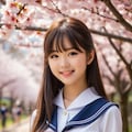 桜並木とセーラー服 3枚目