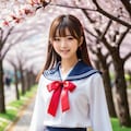 桜並木とセーラー服 9枚目