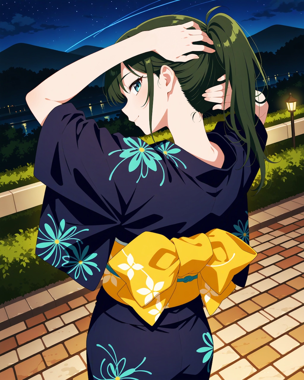 髪をまとめてる時