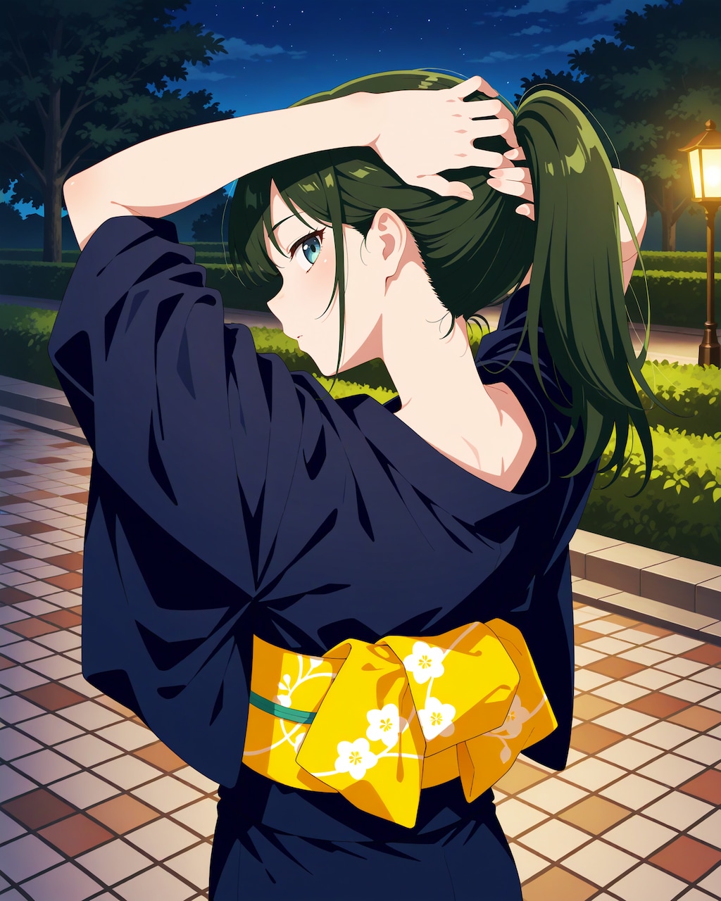 髪をまとめてる時