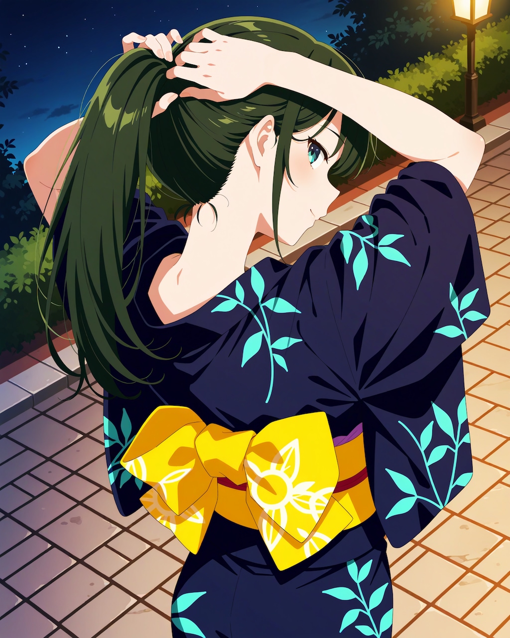 髪をまとめてる時