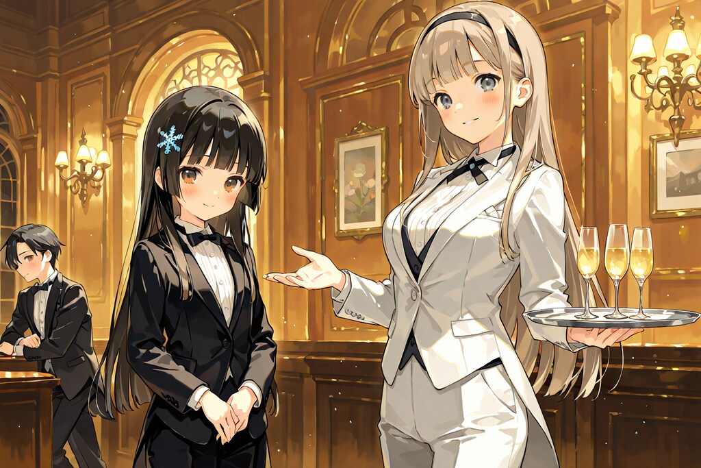 タキシード少女：パーティの準備 (でやんす)