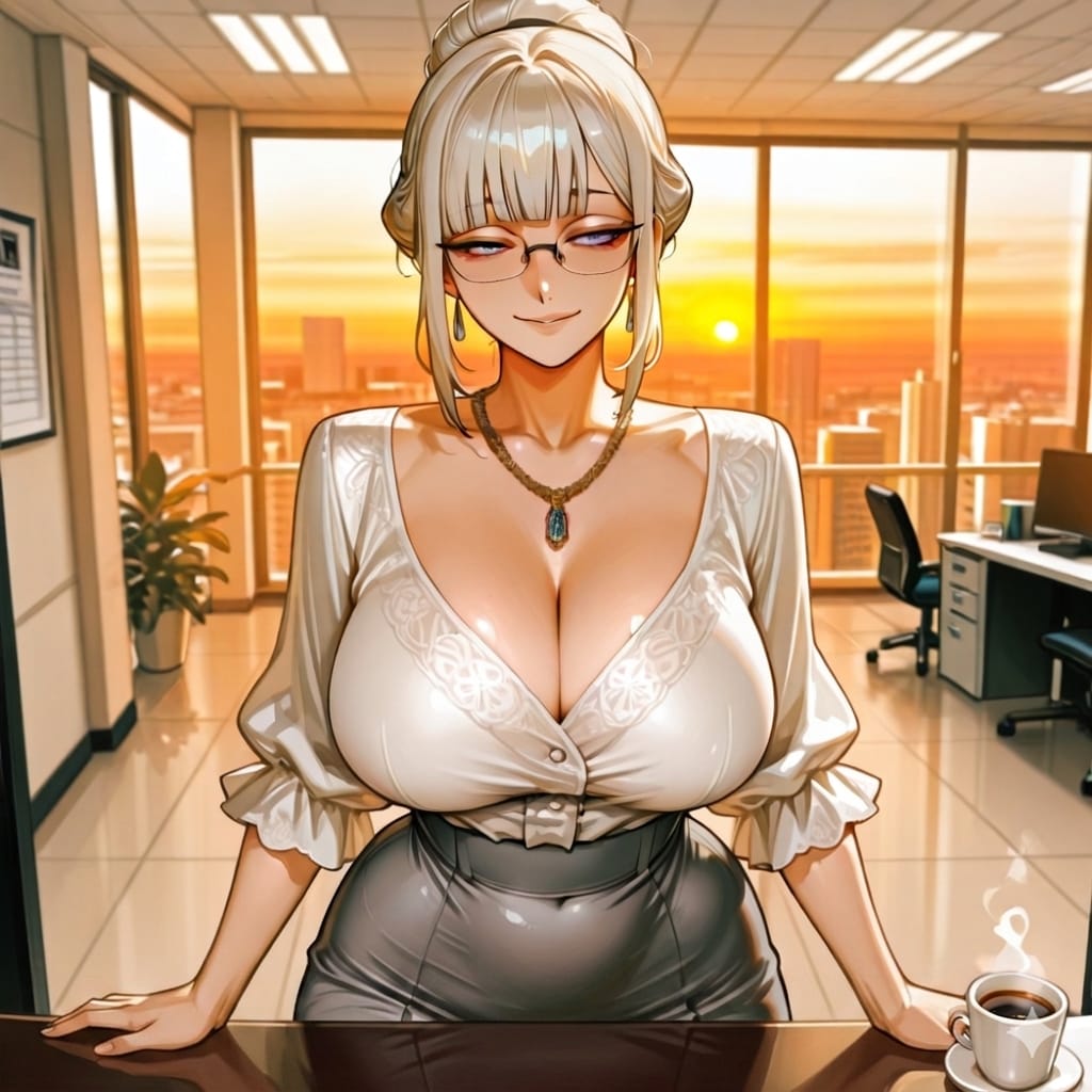 夕暮れ時オフィス