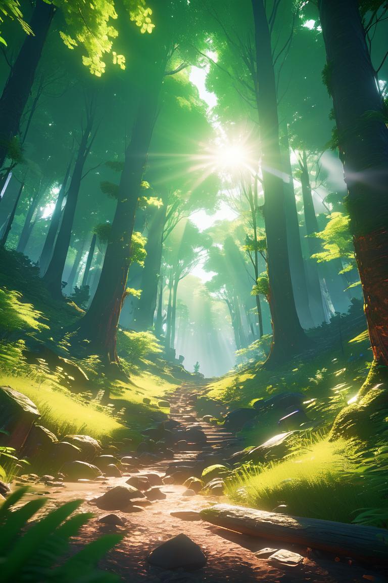 緑の森の中　風景