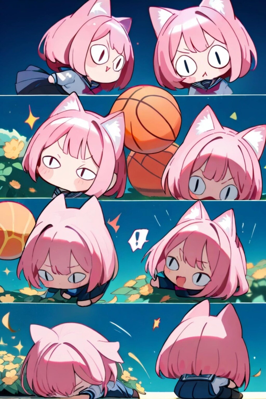 ピンク髪ちゃんとボール