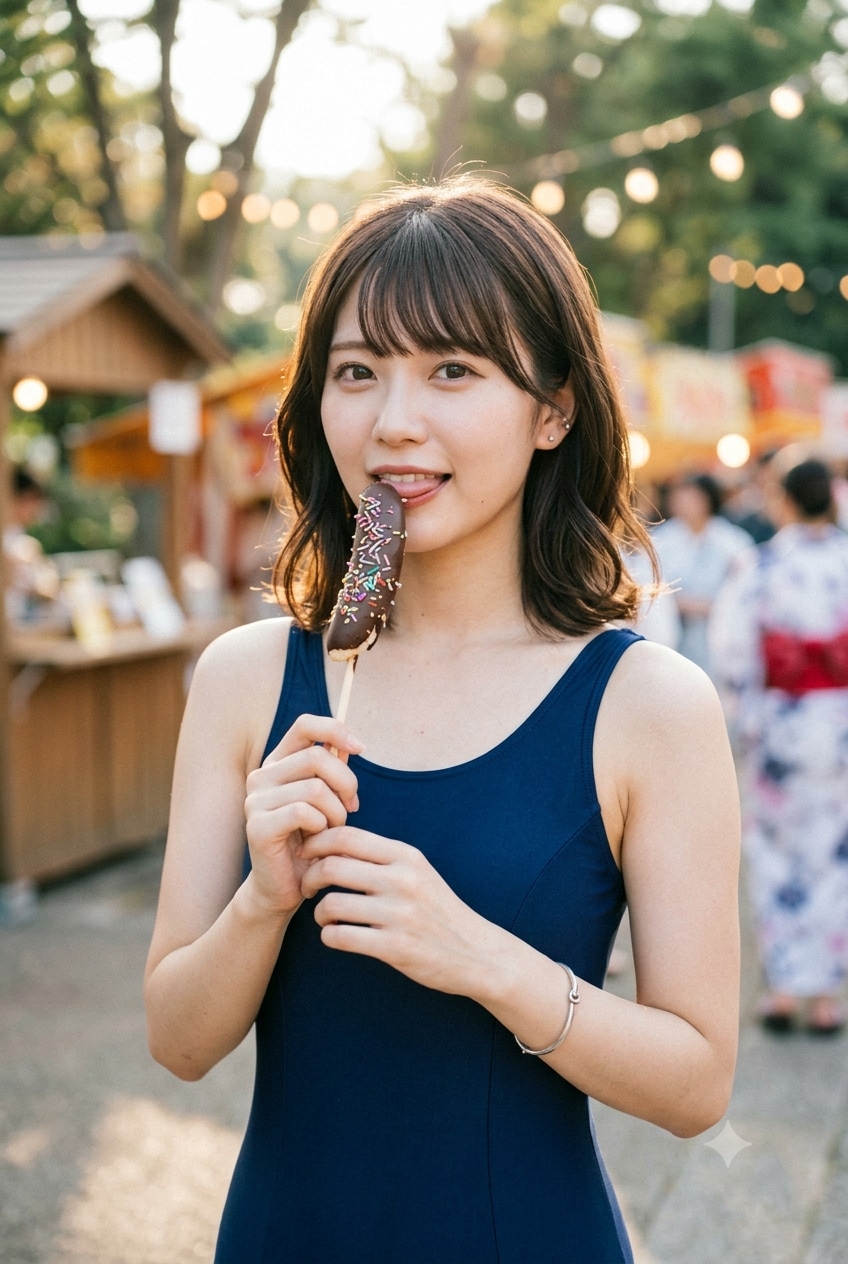 スクール水着とチョコバナナ
