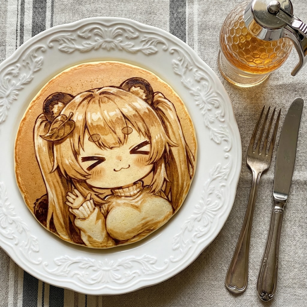 パンケーキアートになったツインテ珠樹ちゃん