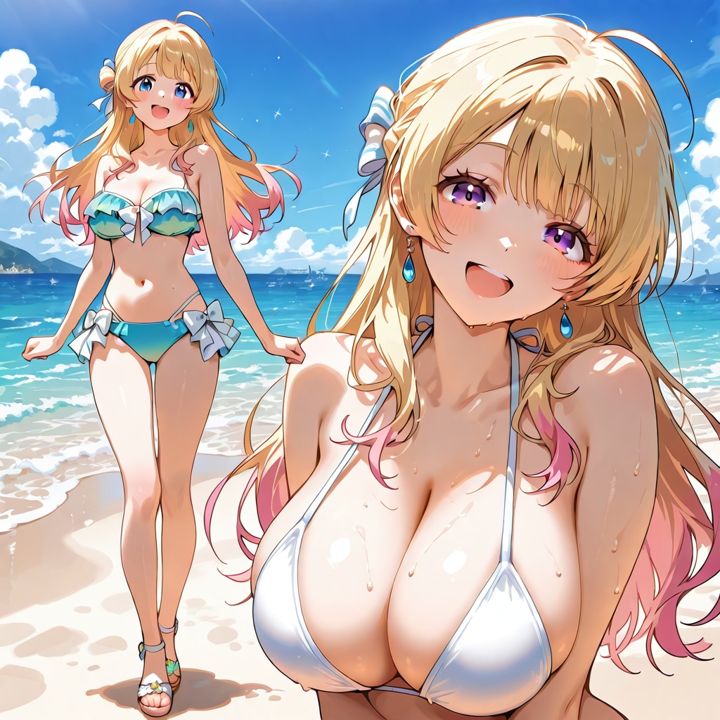 実はスーパーモデルのお城のお姫様。今年の新作水着の撮影です。