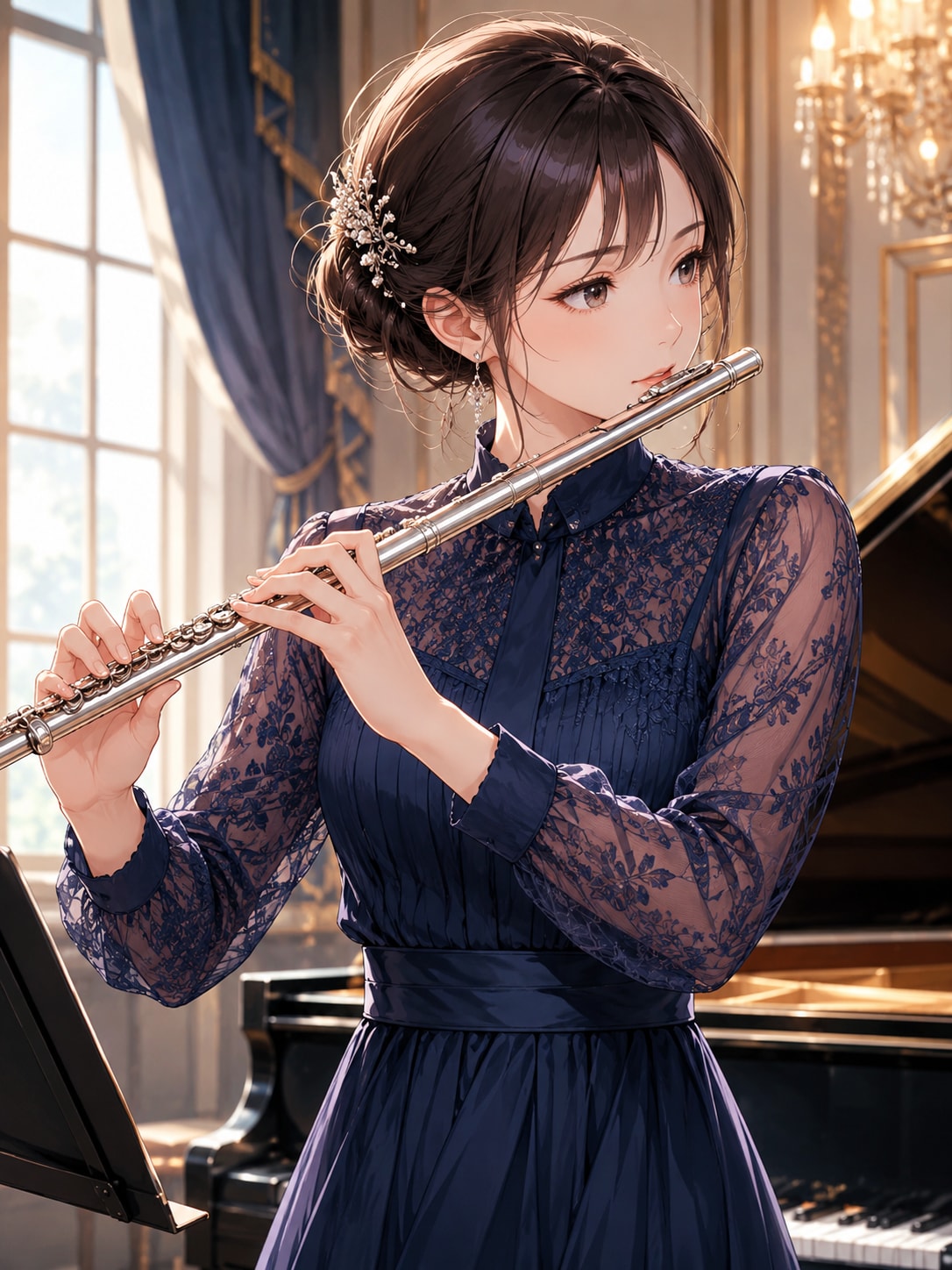フルート奏者　2枚 | の人気AIイラスト・グラビア