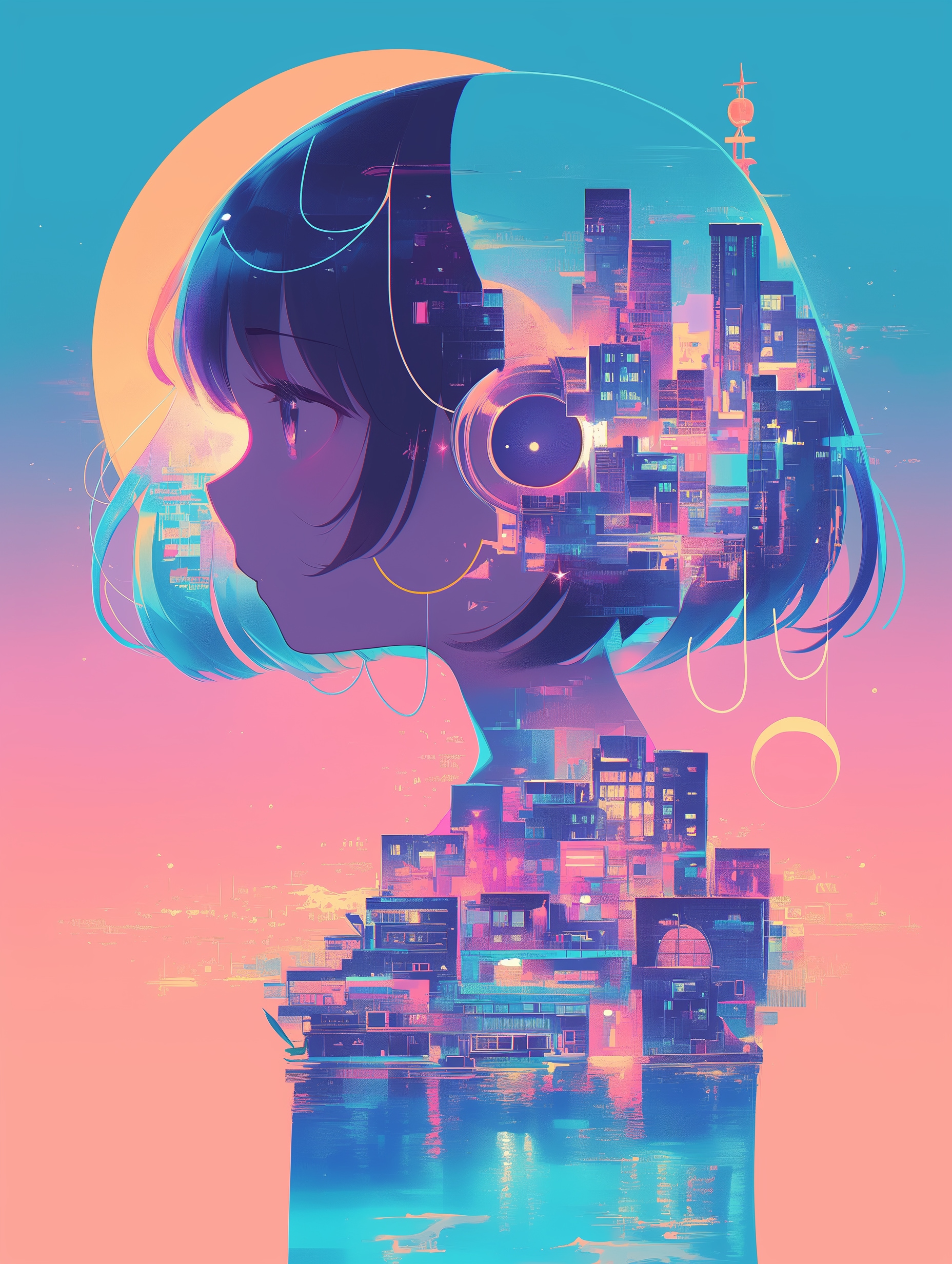 Midnight Neon Echo | の人気AIイラスト・グラビア