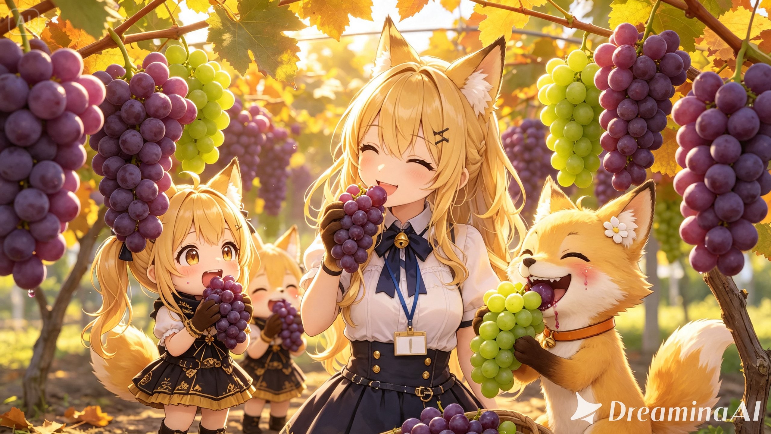 【秋の味覚】みんなで葡萄狩り１（34/100） | の人気AIイラスト・グラビア