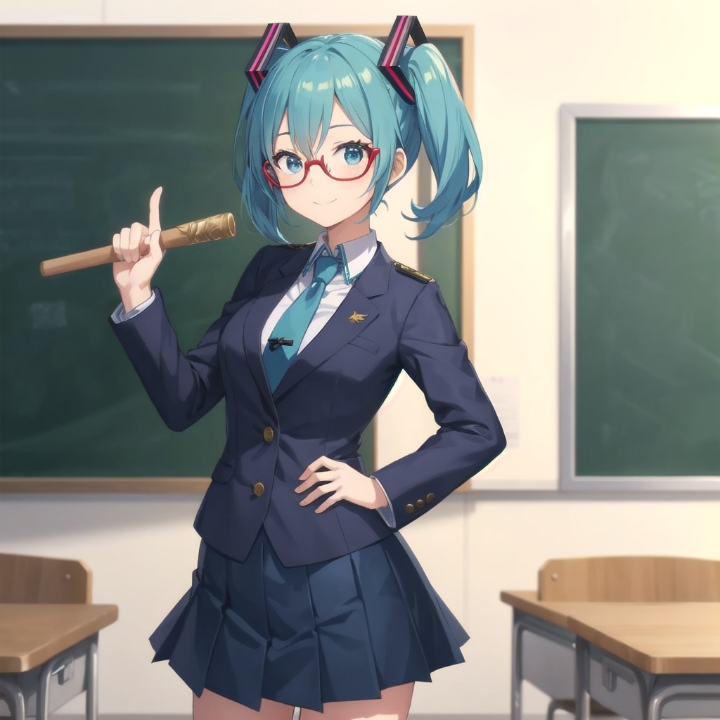 ミク先生、決めポーズ