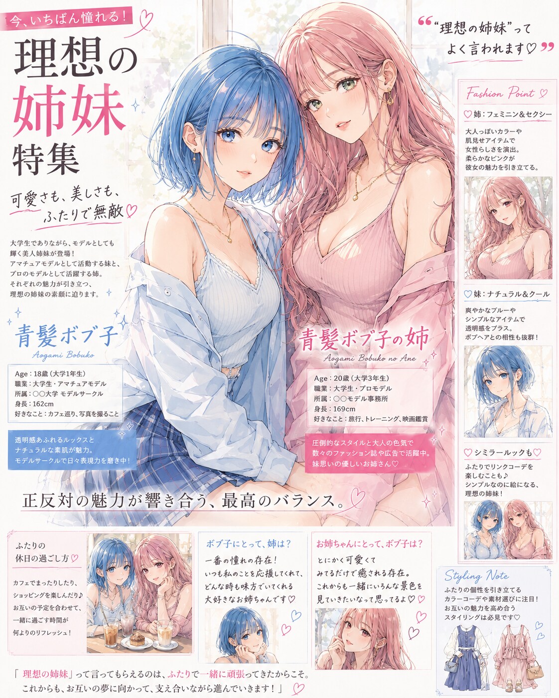 青髪ボブ子姉妹特集 | の人気AIイラスト・グラビア