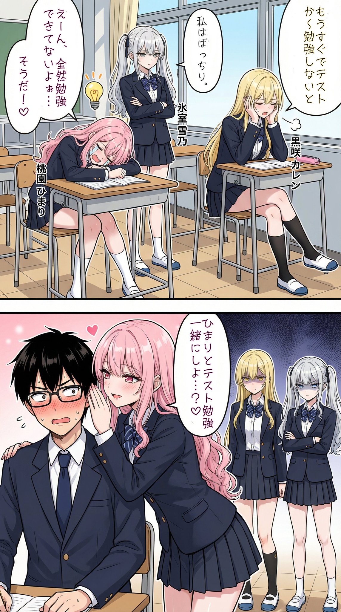 テスト勉強をする一軍ギャルズ | の人気AIイラスト・グラビア