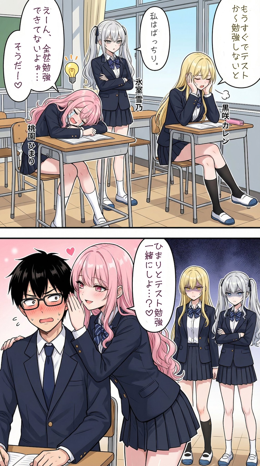 テスト勉強をする一軍ギャルズ