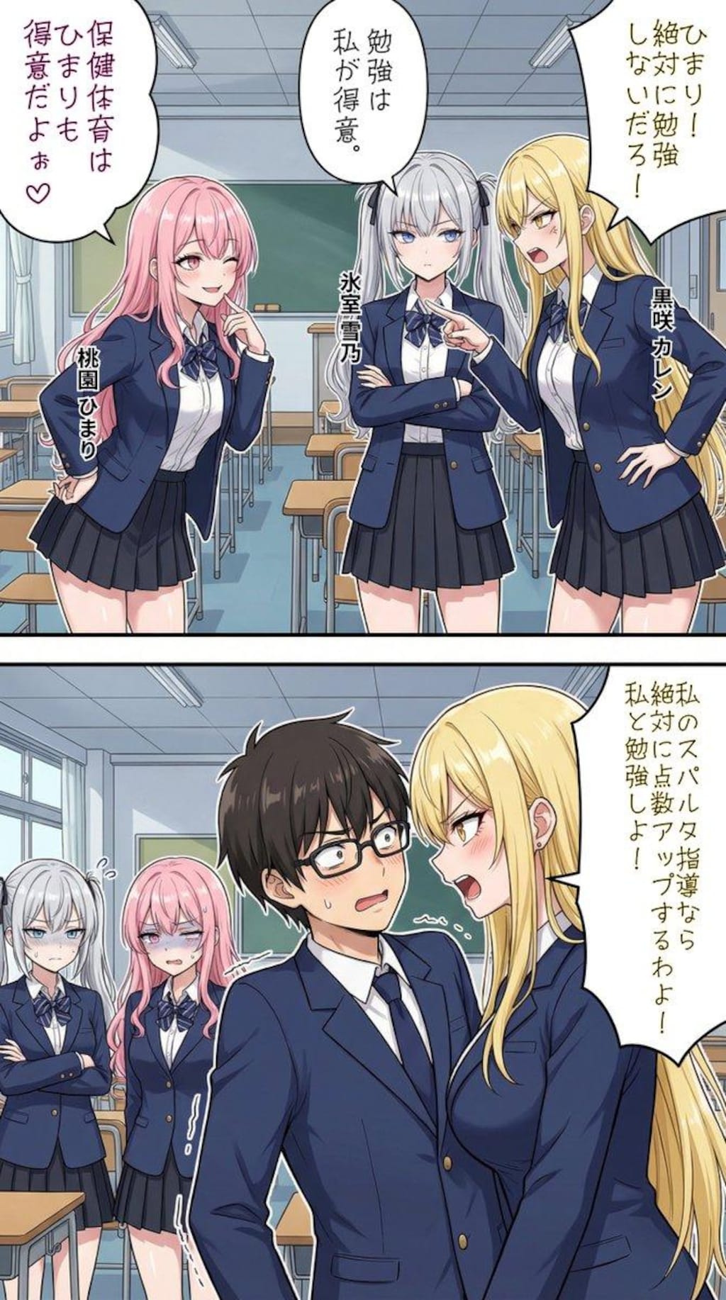 テスト勉強をする一軍ギャルズ