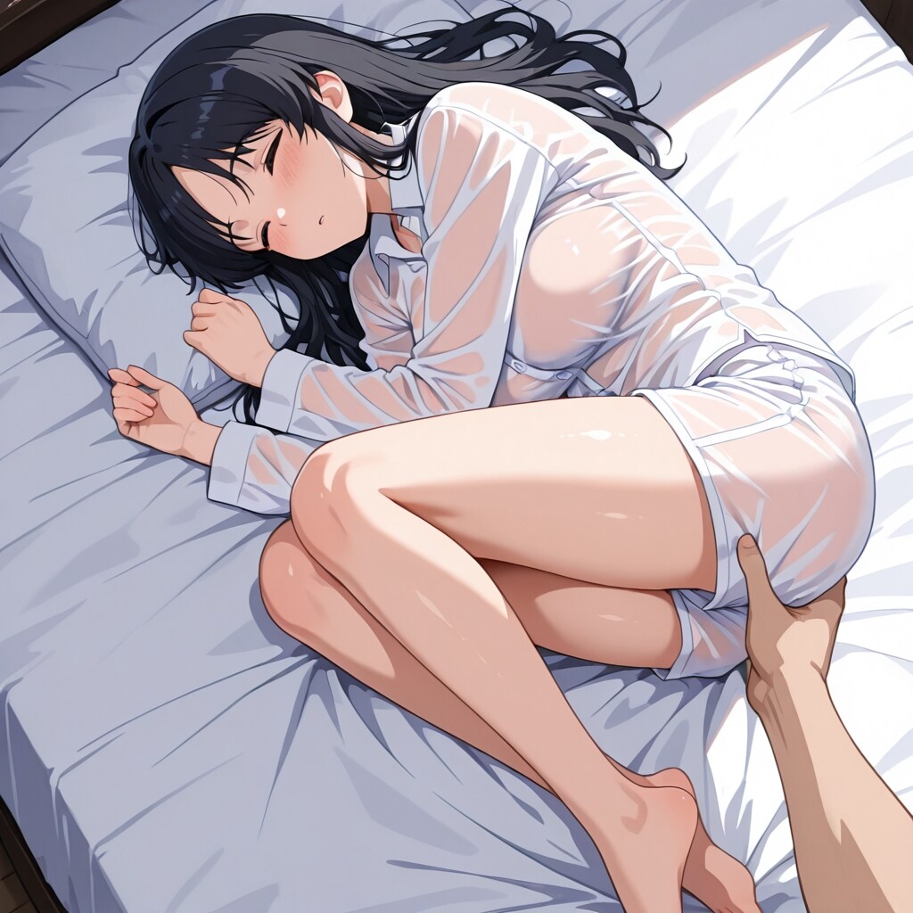 自分のベッドで少女が寝ていたのでいたずら