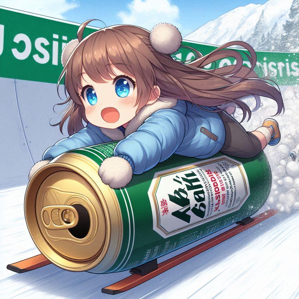 ビールスケルトンを楽しむ小さな女の子 | の人気AIイラスト・グラビア