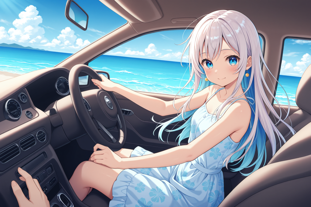 夏の海岸沿いのドライブ