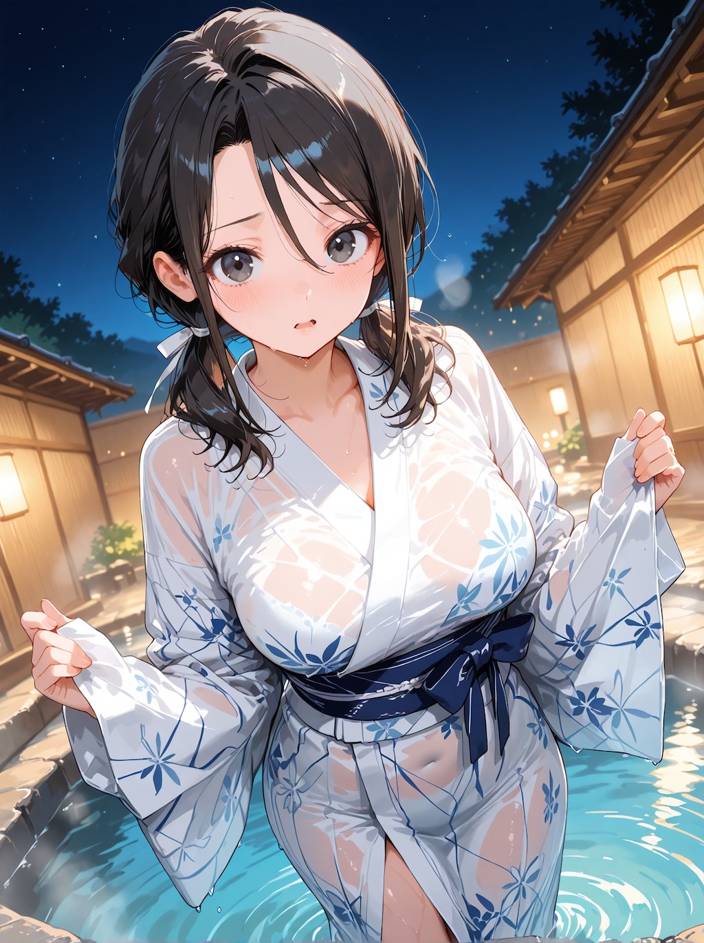 [12枚] 濡れ浴衣×温泉