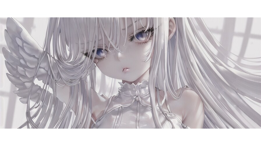 長い髪の白い天使