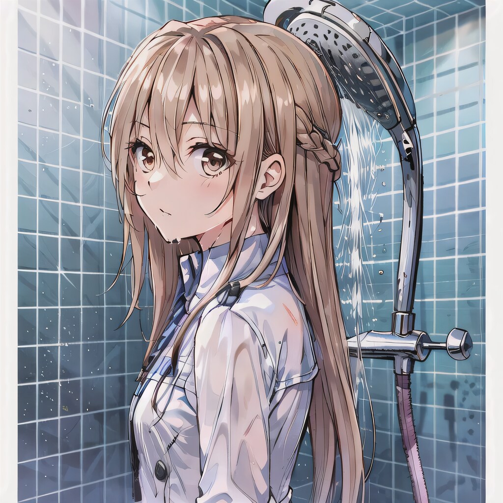 金髪ロングでシャワーの少女４