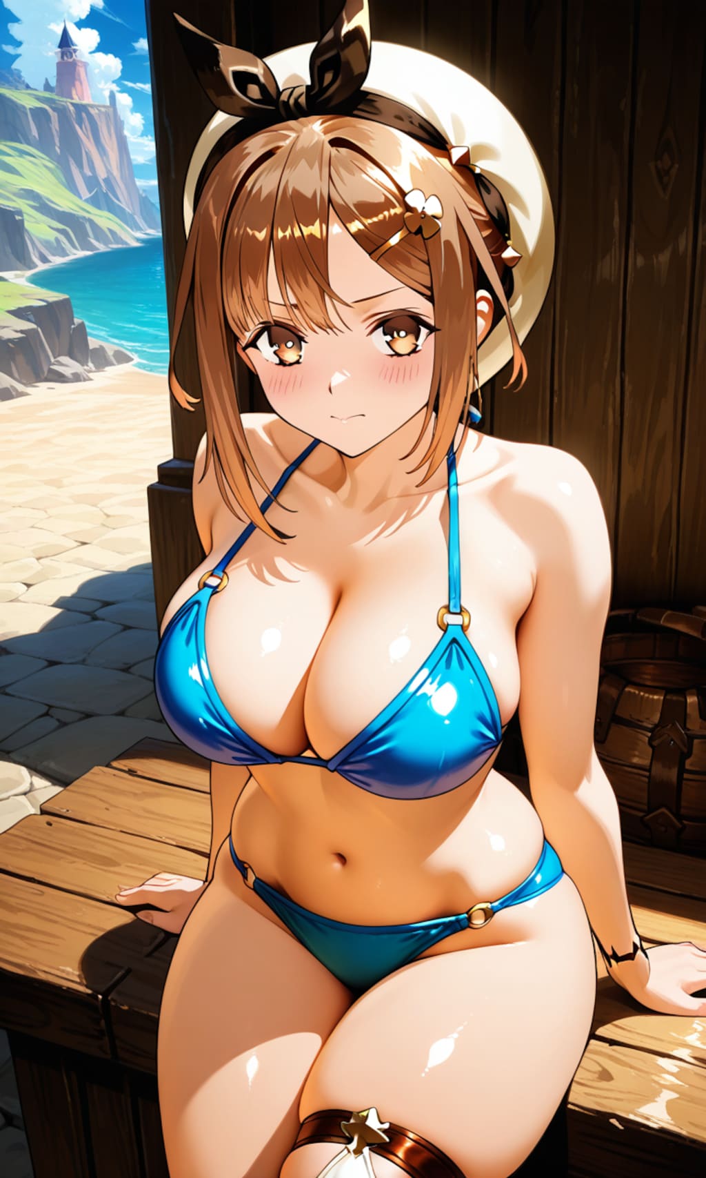 PixAIでビキニ＆ビキニアーマーのライザ👙🎮❤️