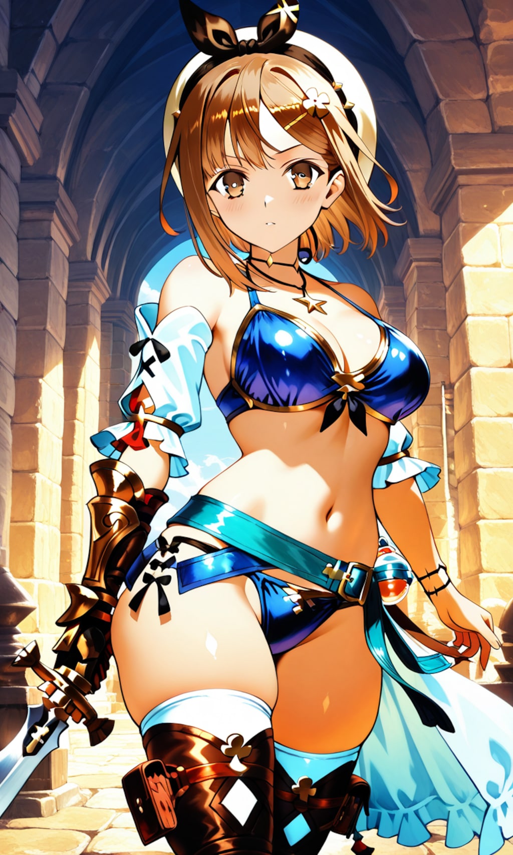 PixAIでビキニ＆ビキニアーマーのライザ👙🎮❤️