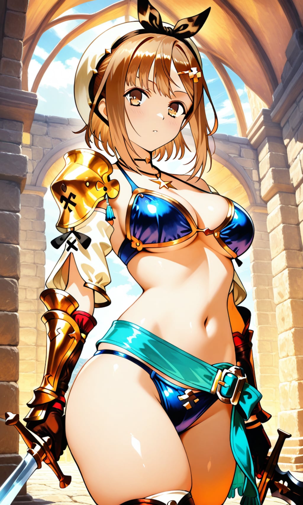 PixAIでビキニ＆ビキニアーマーのライザ👙🎮❤️