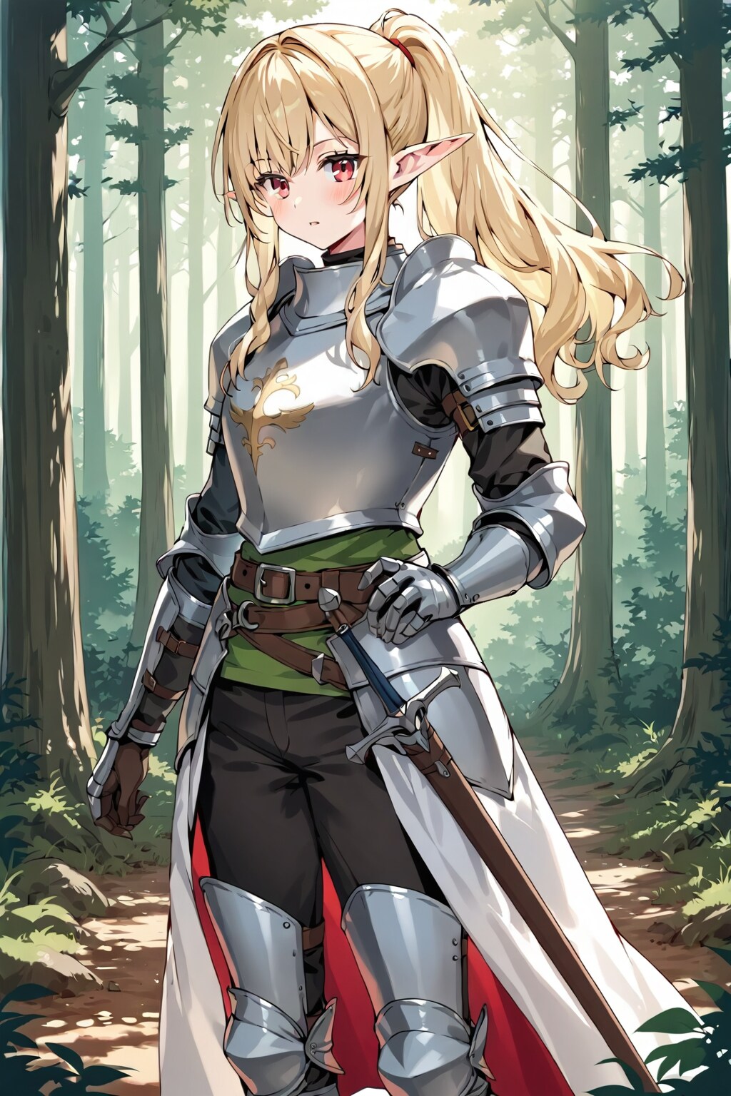 #LILAC 試作版「金髪・ポニーテールのエルフ族の女性騎士」　ーサンプルプロンプト流用参照ー | の人気AIイラスト・グラビア