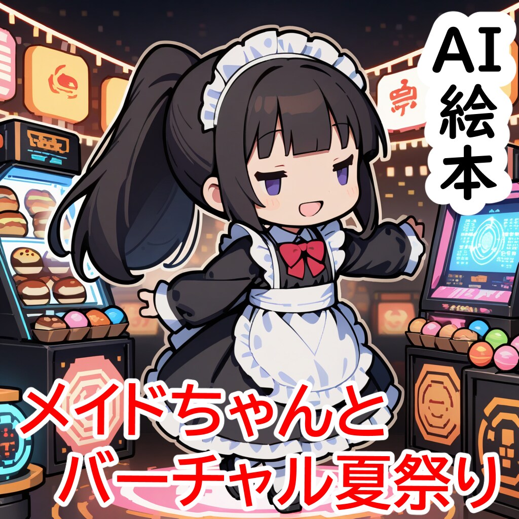 AI絵本「メイドちゃんとバーチャル夏祭り」 | の人気AIイラスト・グラビア