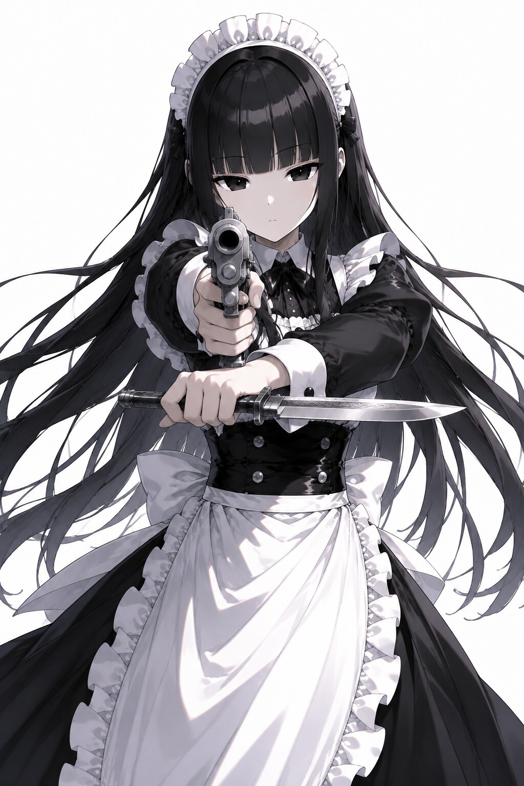 拳銃とナイフの構え | の人気AIイラスト・グラビア