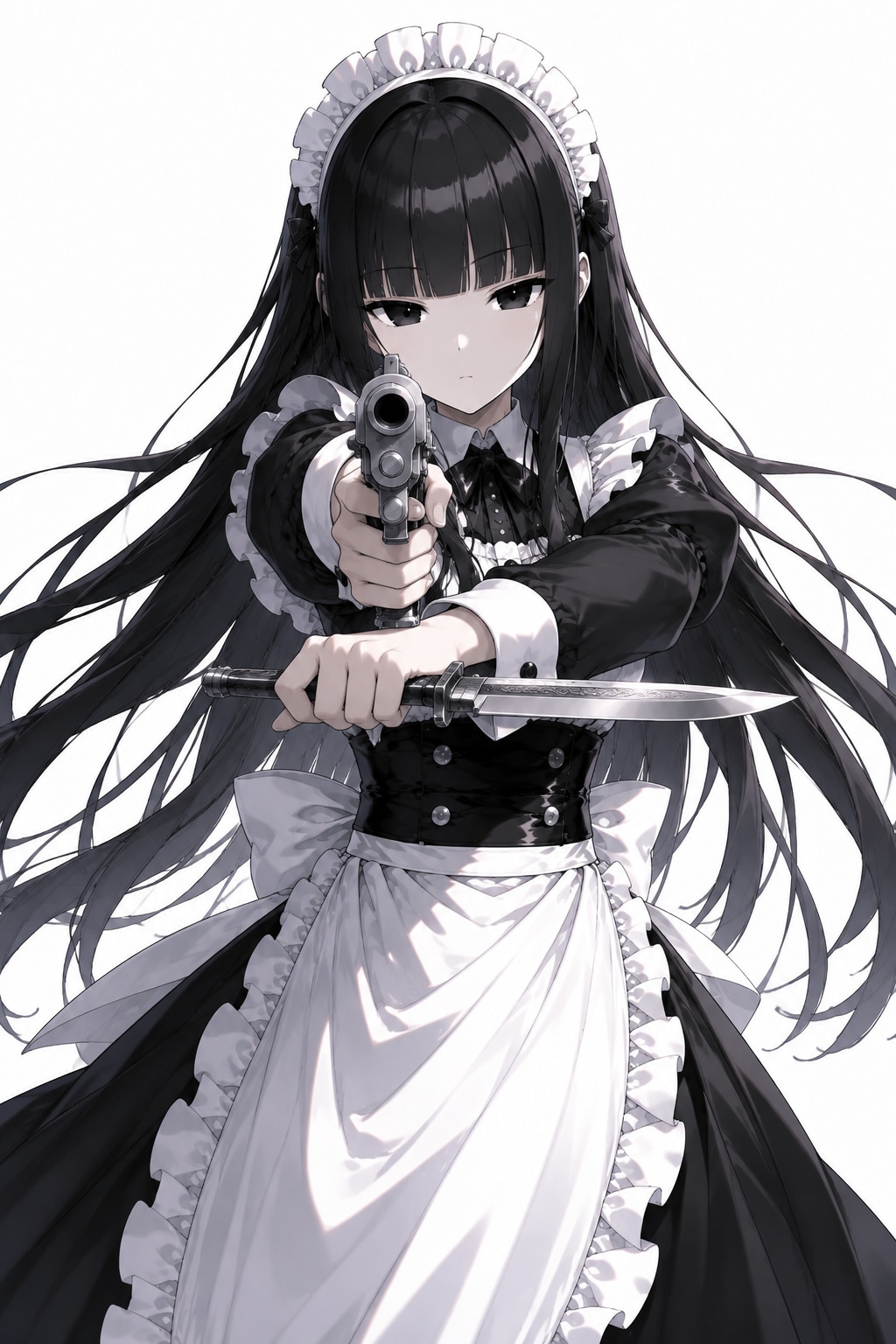 拳銃とナイフの構え