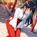 メガネ巫女さん　おもらし 10枚目