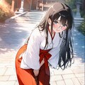メガネ巫女さん　おもらし 9枚目