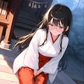 メガネ巫女さん　おもらし 8枚目