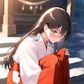 メガネ巫女さん　おもらし 2枚目