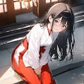 メガネ巫女さん　おもらし 3枚目