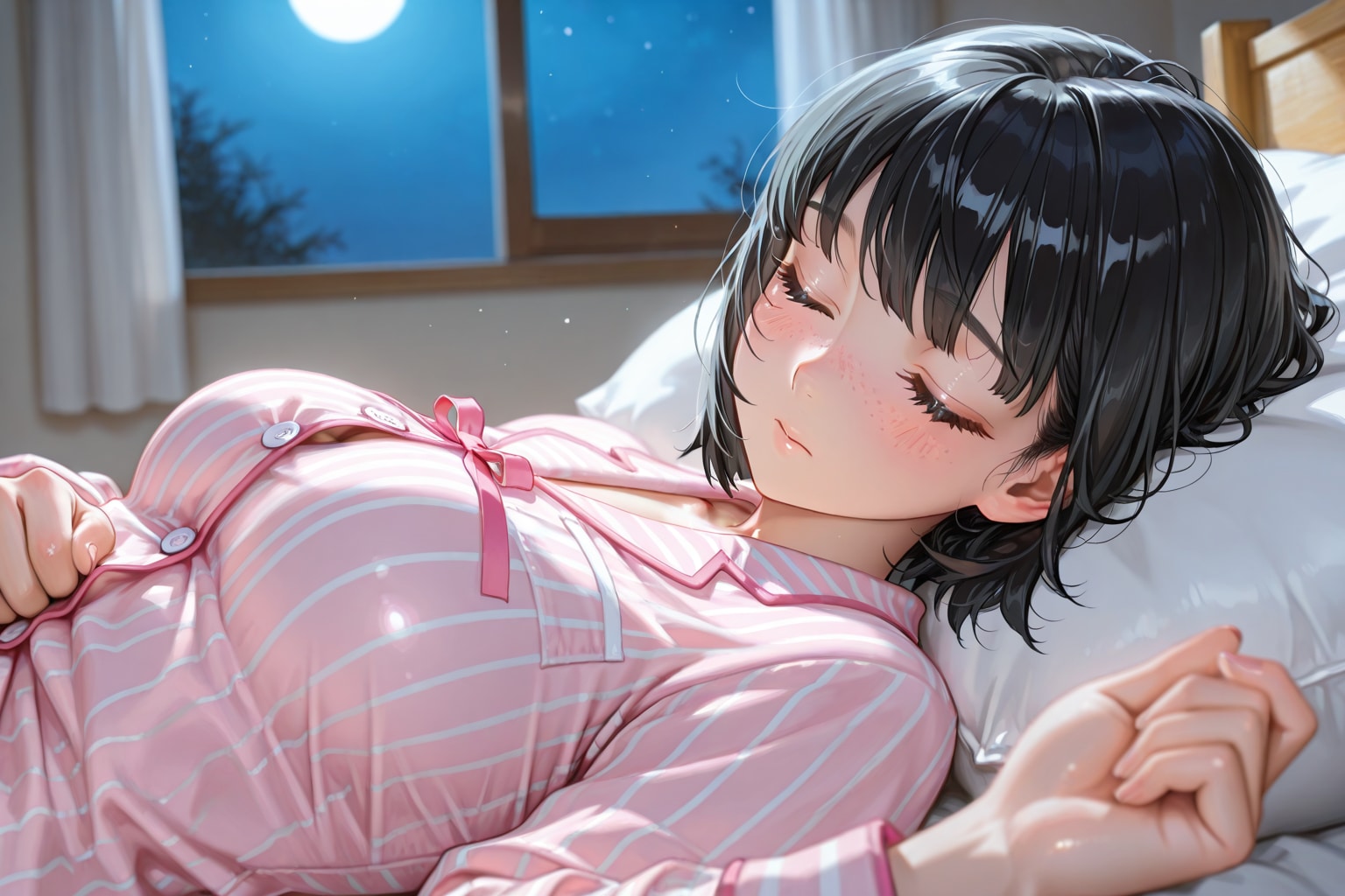 おやすみなさい、そばかすボブちゃん | の人気AIイラスト・グラビア