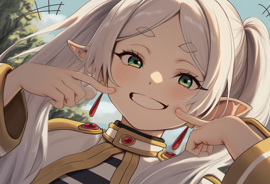 V4フル版　葬送のフリーレン　フリーレン　指で頬をつつく