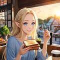モーニングを楽しむ金髪エルフさん 6枚目