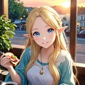 モーニングを楽しむ金髪エルフさん 2枚目
