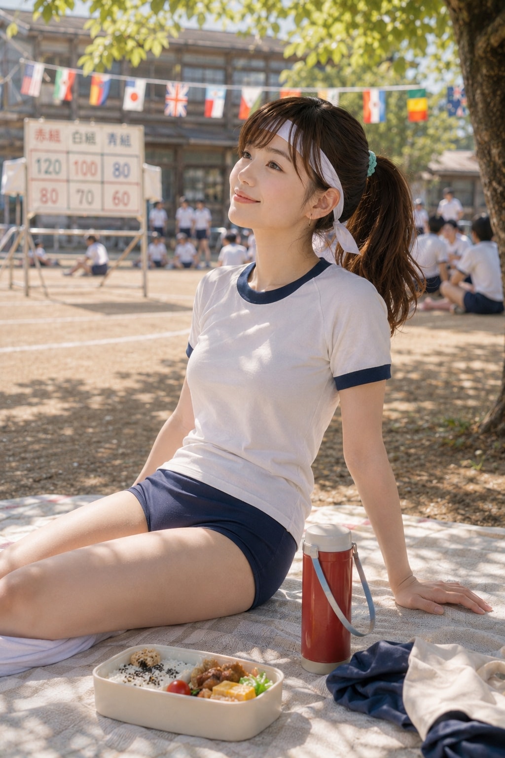 木陰で一息、運動会のお弁当
