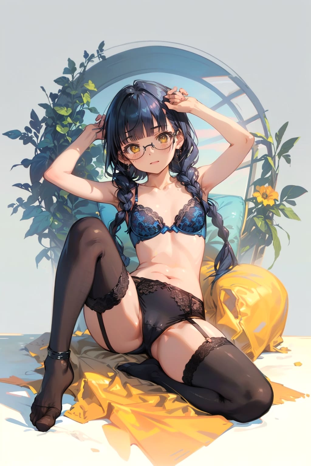 下着の眼鏡っ娘