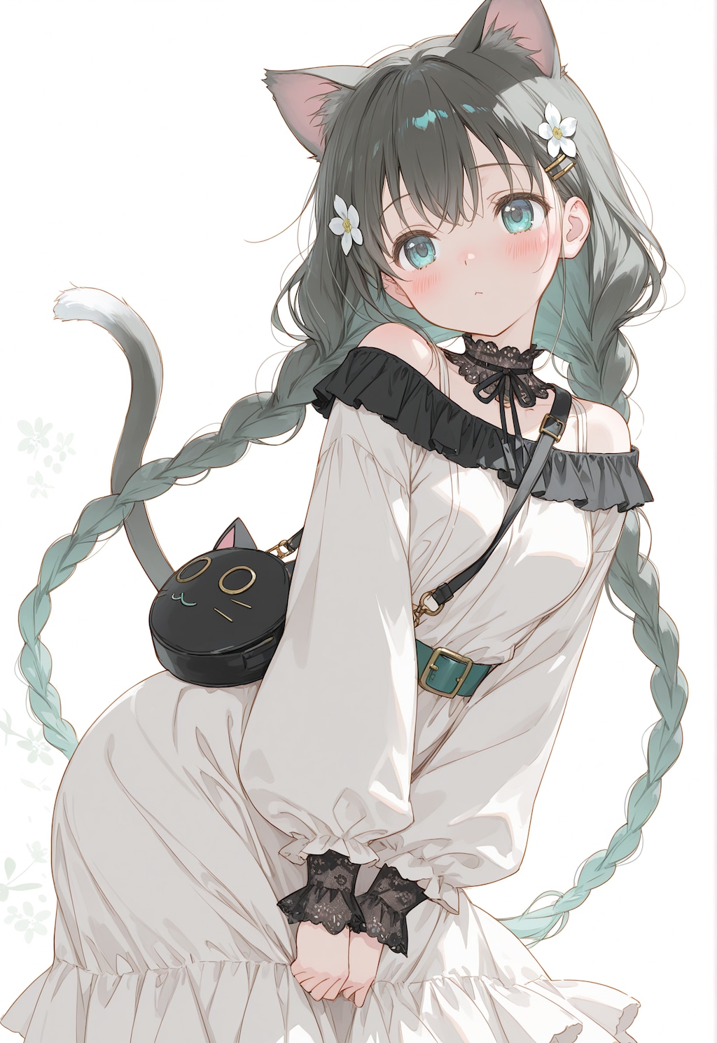 長い三つ編みの黒猫ちゃん