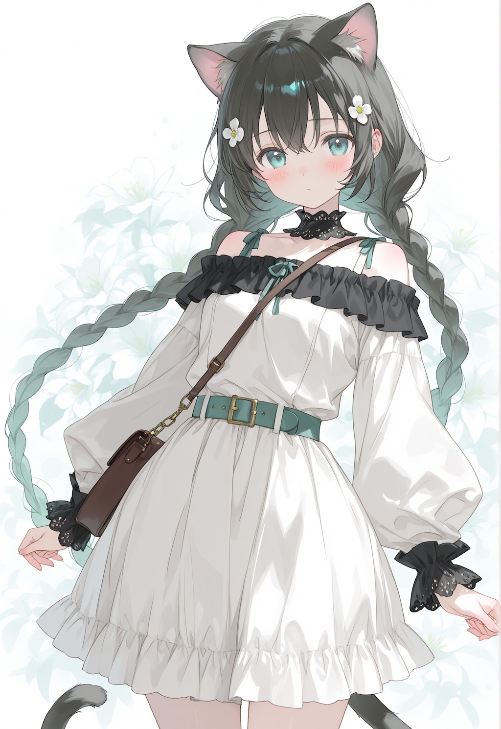 長い三つ編みの黒猫ちゃん