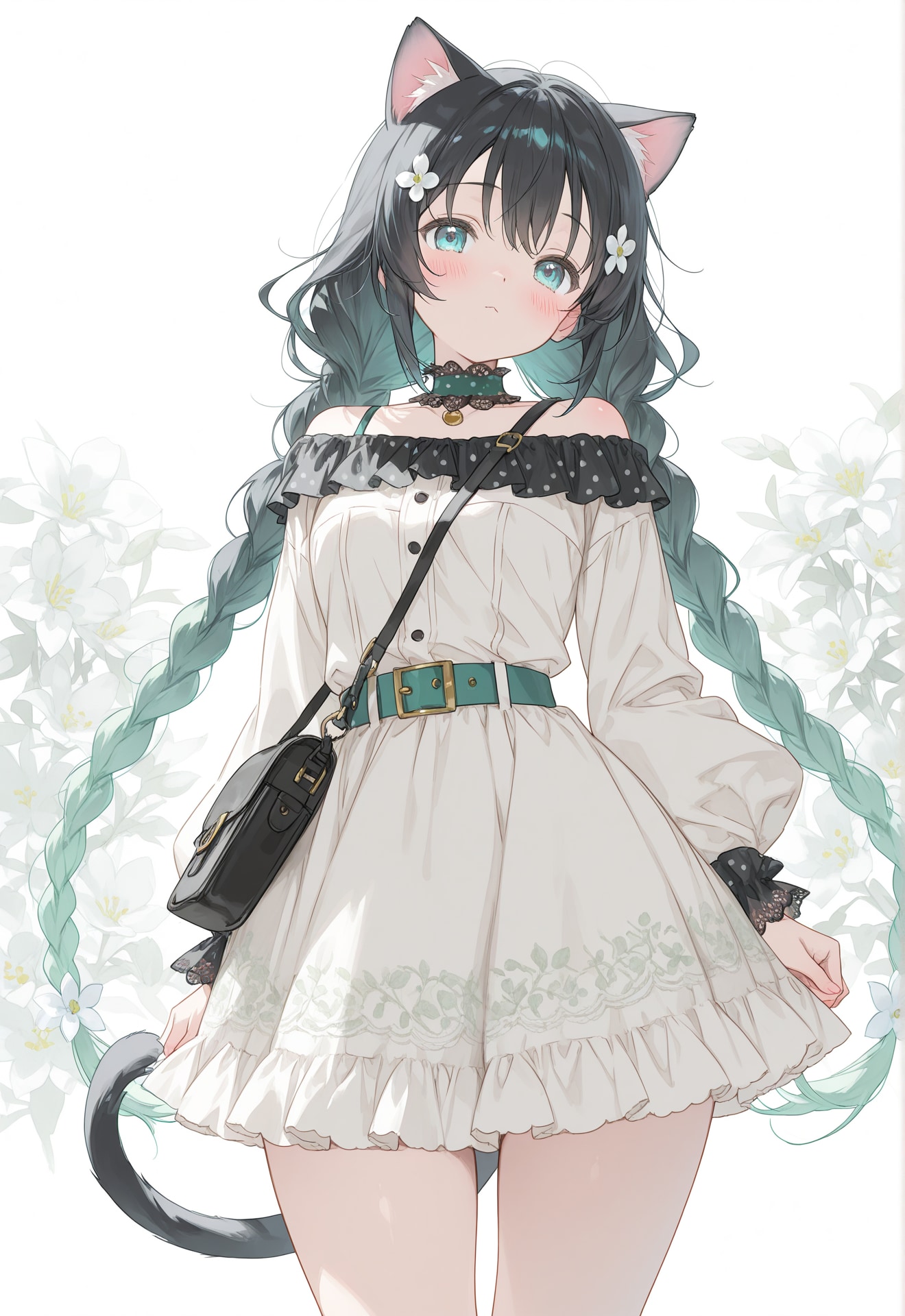 長い三つ編みの黒猫ちゃん