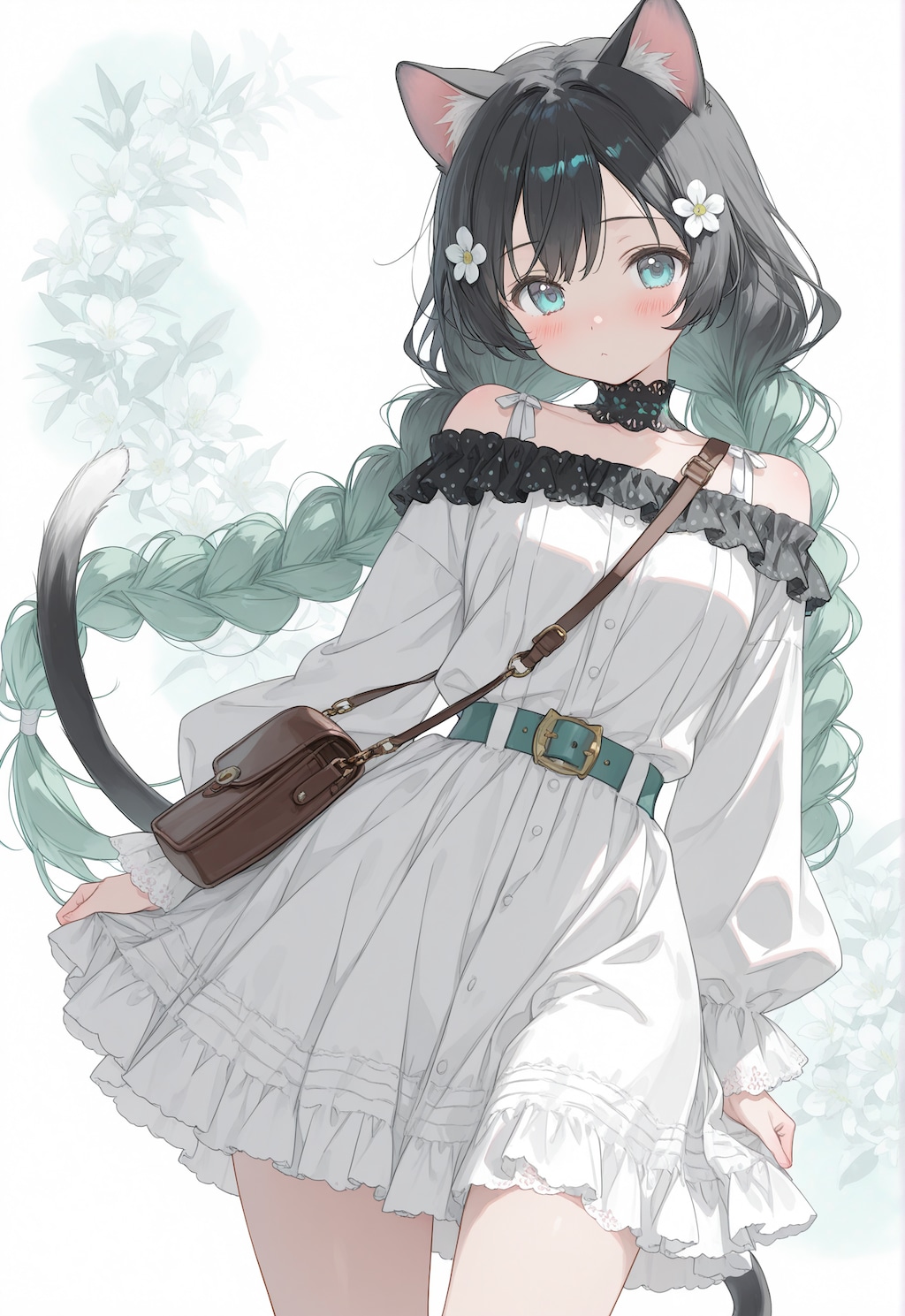 長い三つ編みの黒猫ちゃん