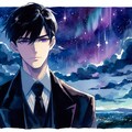 水彩画な、黒髪短髪男性と夜空★その2(12枚) 3枚目